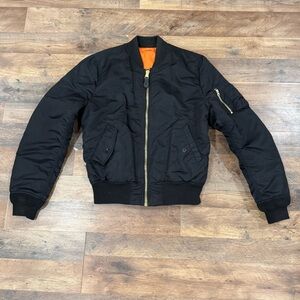Alpha Industries Reversible Bomber Jacket Men’s Large Black Orange Nylon MA-1